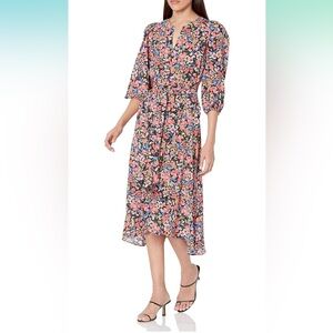 Shoshanna romantic floral whimsy boho puffy sleeve print easter spring dress 4